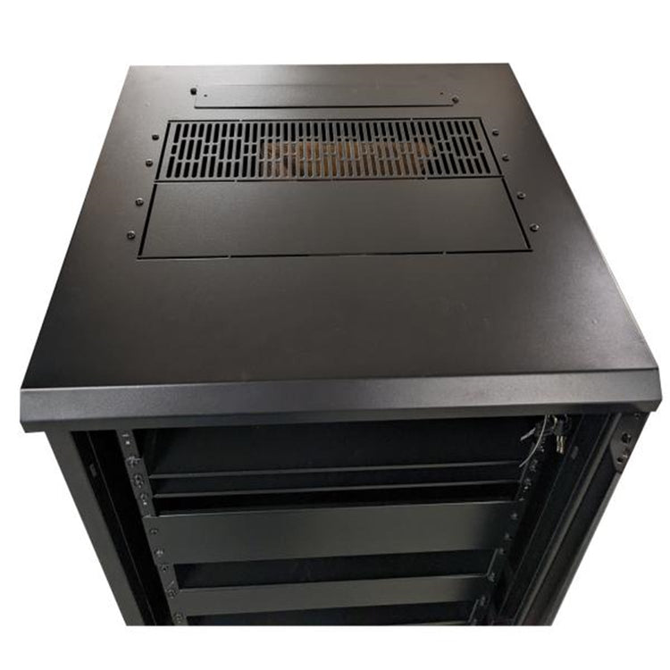 TechCraft - Armoire Audio Visuelle 27U, 23.6" de Profondeur, Porte avec Serrure, Assemblé, Noir - Simple Boutique