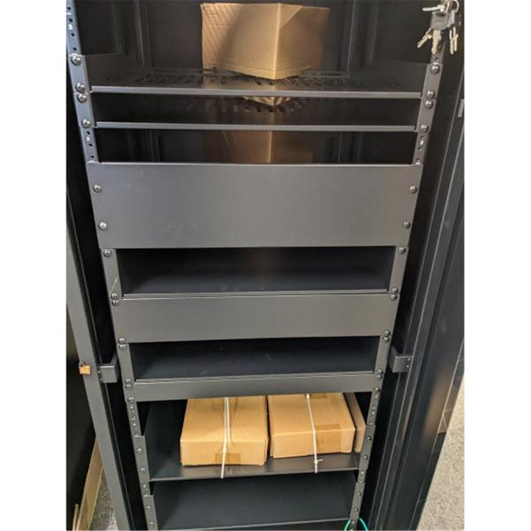 TechCraft - Armoire Audio Visuelle 27U, 23.6" de Profondeur, Porte avec Serrure, Assemblé, Noir - Simple Boutique