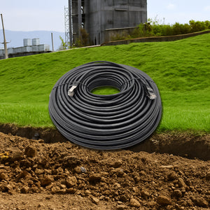 TechCraft Câble Réseau 300 pi Extérieur Ethernet Cat7, Blindé, 600MHz, Résistant UV et Enterrement Direct, Noir - Simple Boutique