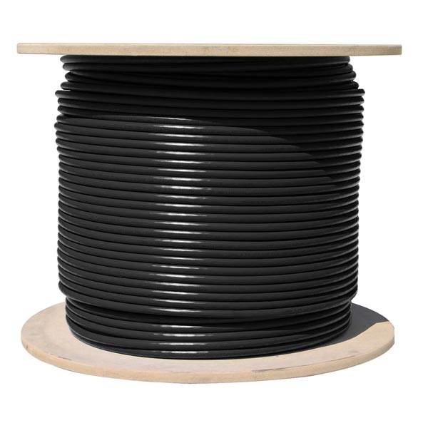 TechCraft Câble Réseau Extérieur Cat6a (600MHz) Direct Burial CMX Noir 1000' - Simple Boutique