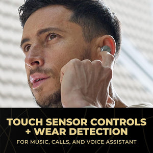 Technic - Écouteurs Intra-Auriculaires Sans-Fil, Hi-Res Audio, Supression du Bruit, Microphone et Boitier de Recharge, Argenté - Simple Boutique