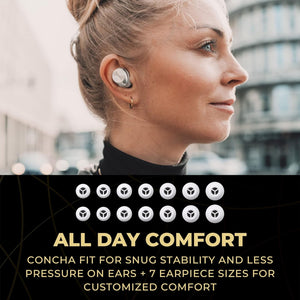 Technic - Écouteurs Intra-Auriculaires Sans-Fil, Hi-Res Audio, Supression du Bruit, Microphone et Boitier de Recharge, Argenté - Simple Boutique