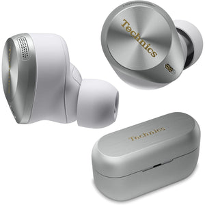Technic - Écouteurs Intra-Auriculaires Sans-Fil, Hi-Res Audio, Supression du Bruit, Microphone et Boitier de Recharge, Argenté - Simple Boutique