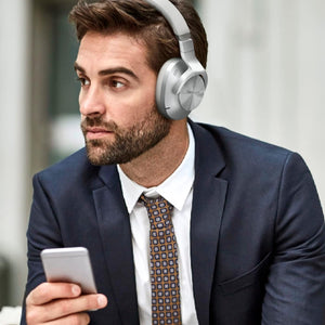 Technics - Écouteurs Bluetooth Sans-Fil avec Réduction du Bruit, Hi-Res, Télécommande et Microphone Intégrés, Argenté - Simple Boutique