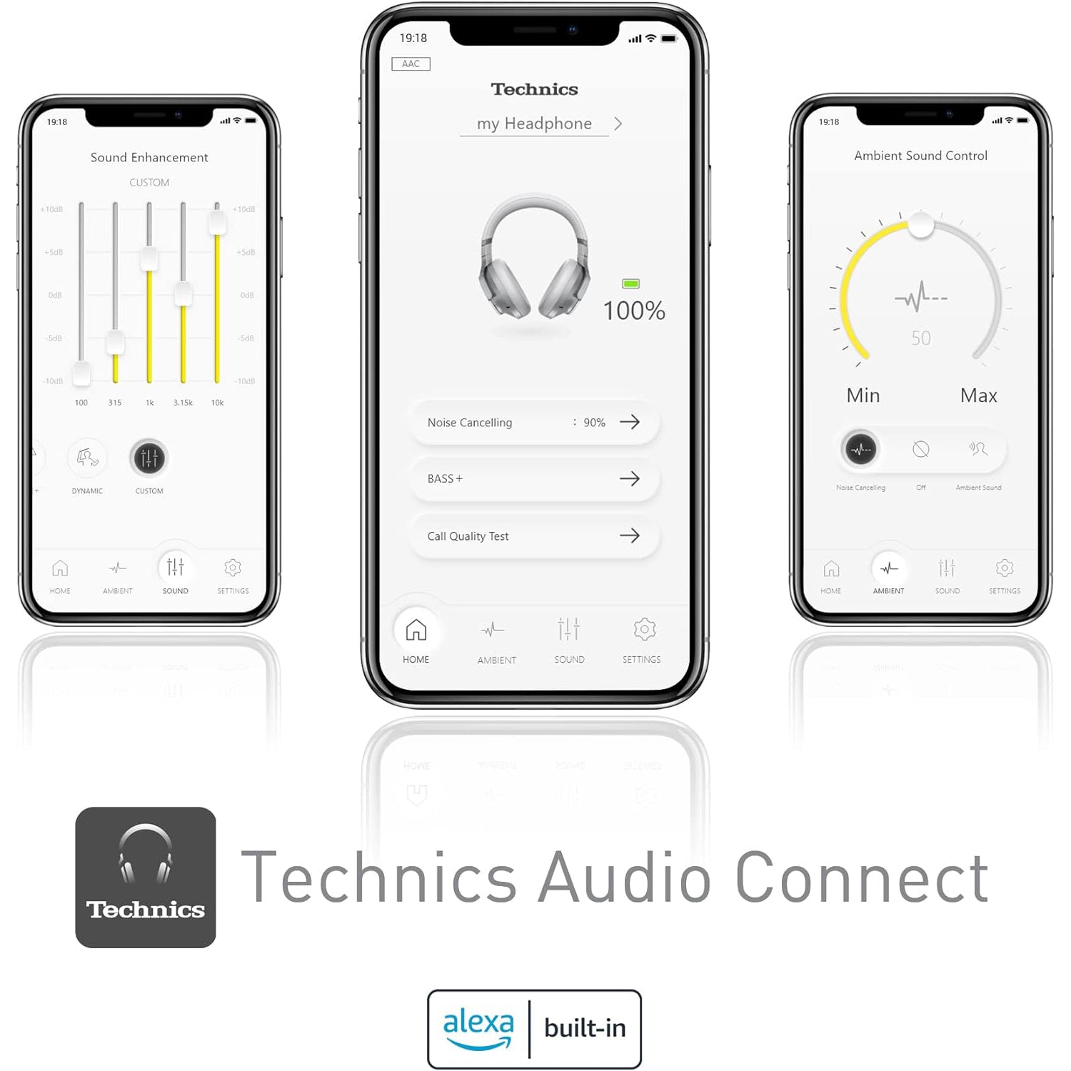 Technics - Écouteurs Bluetooth Sans-Fil avec Réduction du Bruit, Hi-Res, Télécommande et Microphone Intégrés, Argenté - Simple Boutique