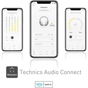 Technics - Écouteurs Bluetooth Sans-Fil avec Réduction du Bruit, Hi-Res, Télécommande et Microphone Intégrés, Argenté - Simple Boutique