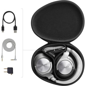 Technics - Écouteurs Bluetooth Sans-Fil avec Réduction du Bruit, Hi-Res, Télécommande et Microphone Intégrés, Argenté - Simple Boutique