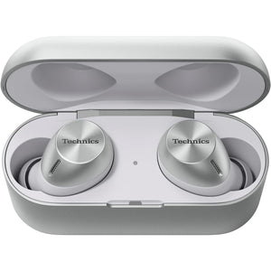 Technics - Écouteurs Intra-Auriculaires Sans-Fil Bluetooth avec Suppression du Bruit, Microphone et Boitier de Recharge, Argenté - Simple Boutique