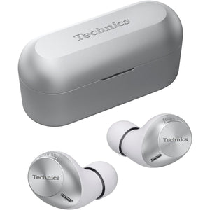 Technics - Écouteurs Intra-Auriculaires Sans-Fil Bluetooth avec Suppression du Bruit, Microphone et Boitier de Recharge, Argenté - Simple Boutique