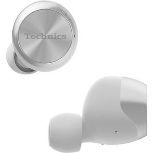 Technics - Écouteurs Intra-Auriculaires Sans-Fil Bluetooth avec Supression du Bruit, Microphone et Boitier de Recharge, Argenté - Simple Boutique