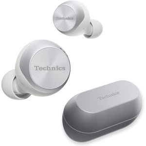 Technics - Écouteurs Intra-Auriculaires Sans-Fil Bluetooth avec Supression du Bruit, Microphone et Boitier de Recharge, Argenté - Simple Boutique