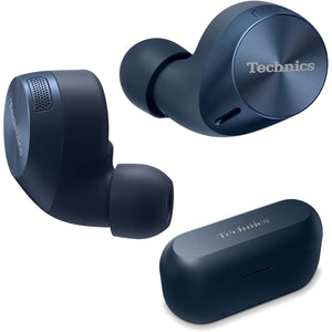 Technics - Écouteurs Intra-Auriculaires avec Supression du Bruit, Microphone et Boitier de Recharge, Bleu - Simple Boutique