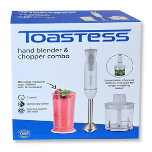 Toastess - Combo Mélangeur à Main et Hachoir, 2 Vitesses, 260 Watts, Blanc - Simple Boutique