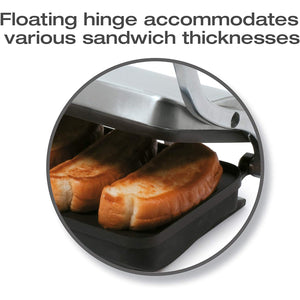 Toastess TSG710 - Grill Pour Sandwichs avec Plaque de Cuisson Antiadhésive, 1000 Watts, Acier Inoxydable - Simple Boutique