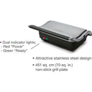 Toastess TSG710 - Grill Pour Sandwichs avec Plaque de Cuisson Antiadhésive, 1000 Watts, Acier Inoxydable - Simple Boutique