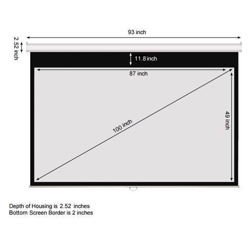 Toile de Projection 16:9 Manuelle Blanche 100" - Simple Boutique