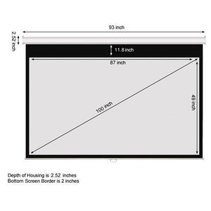 Toile de Projection 16:9 Manuelle Blanche 100" - Simple Boutique