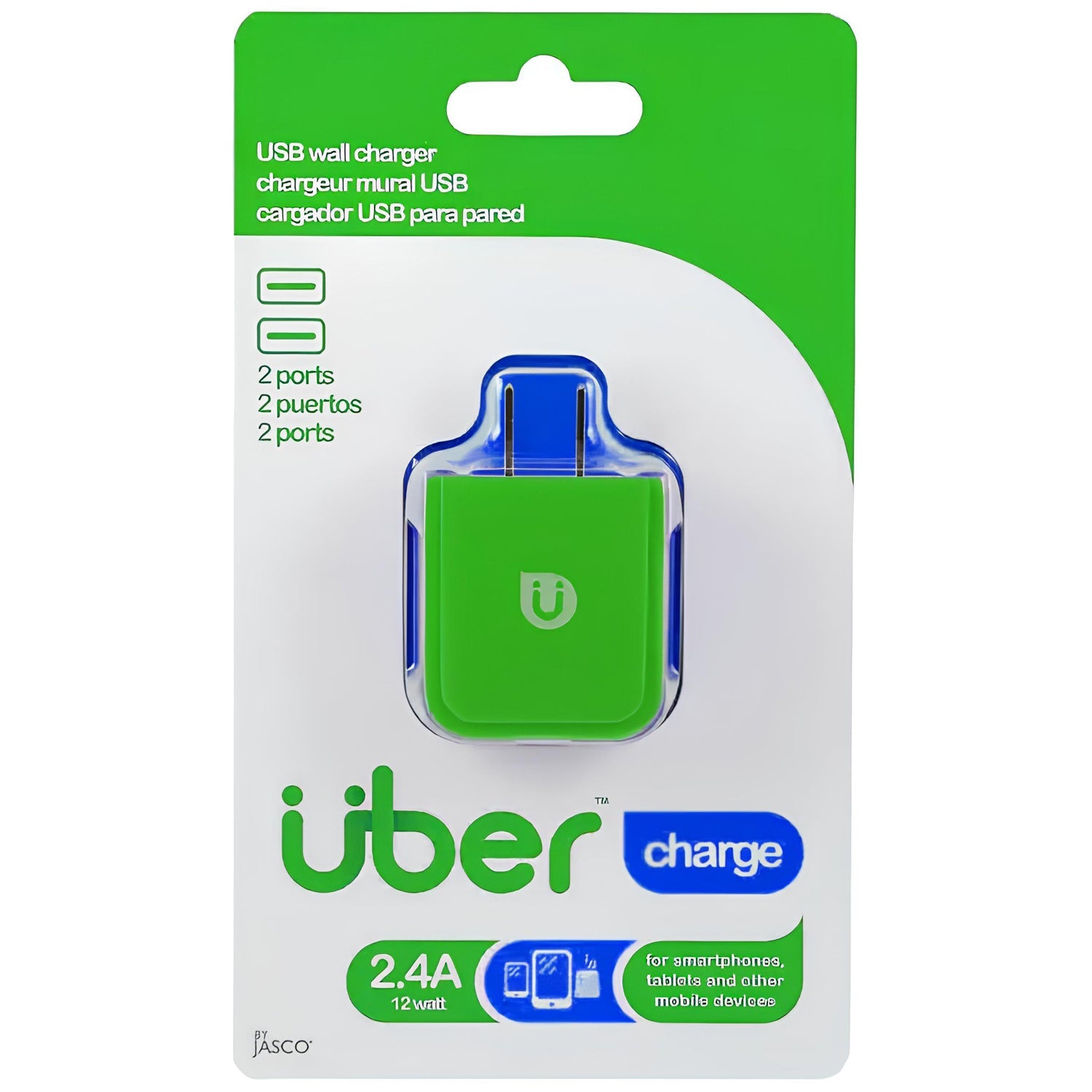 Uber Charge – Chargeur mural 2 ports USB 2.4A - Vert - Simple Boutique