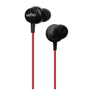 Veho - Écouteurs Intra-Auriculaire Filaire Z3 avec Microphone et Télécommande Intégré, Rouge - Simple Boutique