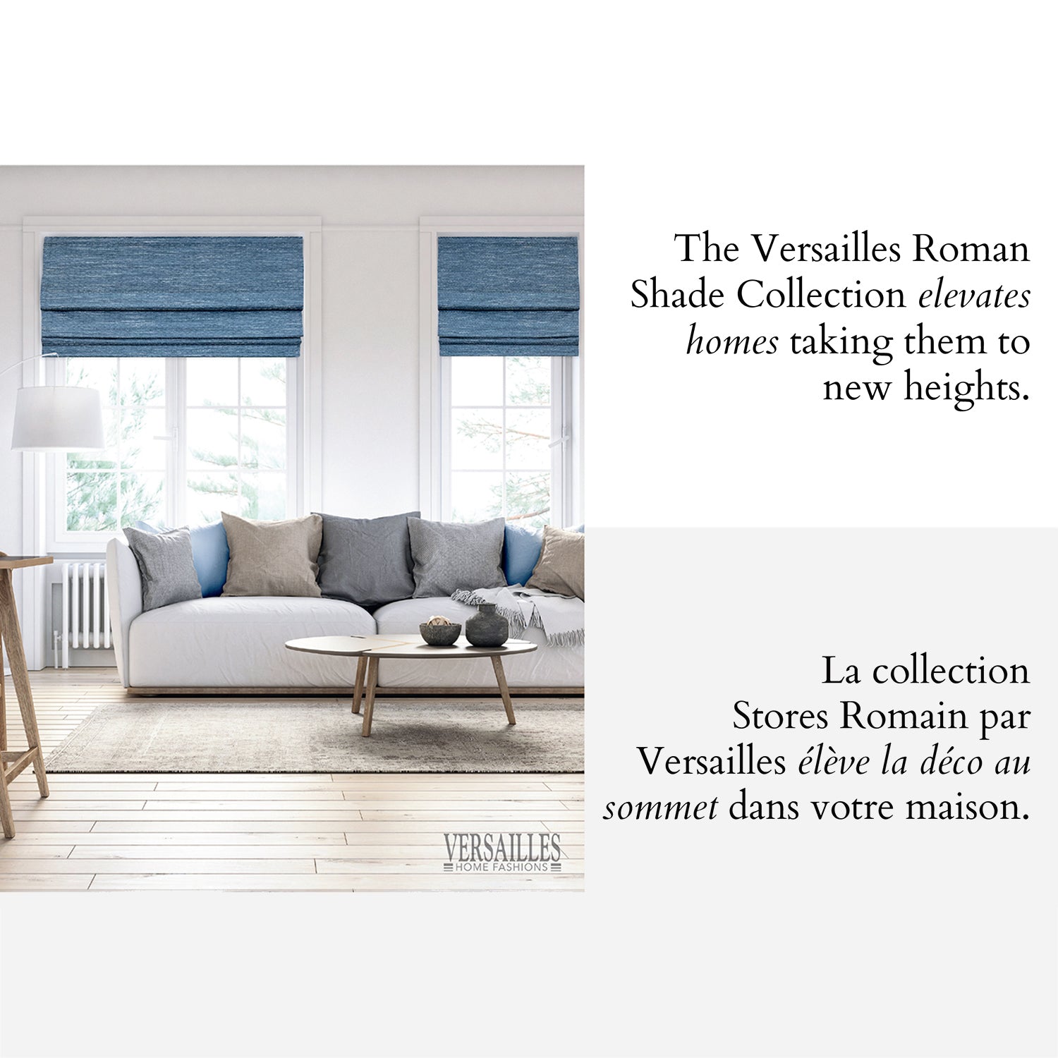 Versaille - Store Romain Sans Cordon, Collection Caesar, Tissu Assombrissant, Bleu (Disponible en 7 Grandeurs) - Simple Boutique