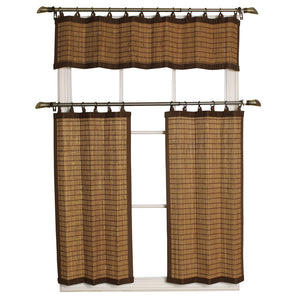 Versailles - Cantonnière en Bambou Ring Top, Oeillets en Laiton, 48" x 12", Brun - Simple Boutique