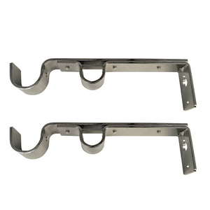 Versailles - Ensemble de 2 Supports Muraux Double pour Tringle à Rideau, Argenté - Simple Boutique