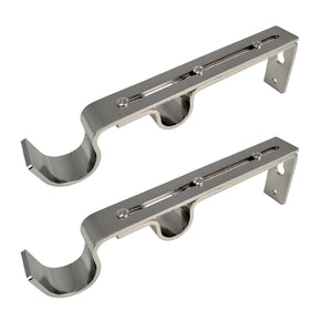 Versailles - Ensemble de 2 Supports Muraux Double pour Tringle à Rideau, Argenté - Simple Boutique