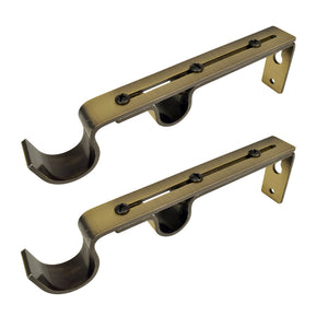 Versailles - Ensemble de 2 Supports Muraux Double pour Tringle à Rideau, Bronze - Simple Boutique