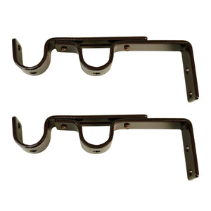 Versailles - Ensemble de 2 Supports Muraux Double pour Tringle à Rideau, Brun - Simple Boutique