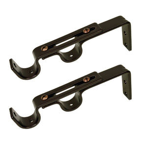 Versailles - Ensemble de 2 Supports Muraux Double pour Tringle à Rideau, Brun - Simple Boutique