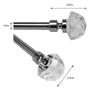 Versailles - Ensemble de Tringle à Rideau Crystale Gem Finial, Longueur Ajustable, Argenté (2 Grandeurs Disponibles) - Simple Boutique