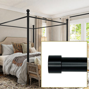 Versailles - Ensemble de Tringle à Rideau Esencial Kepi, Longueur Ajustable, Noir (2 Grandeurs Disponibles) - Simple Boutique