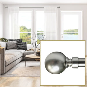 Versailles - Ensemble de Tringle à Rideau Esencial Orb, Longueur Ajustable, Argenté (2 Grandeurs Disponibles) - Simple Boutique