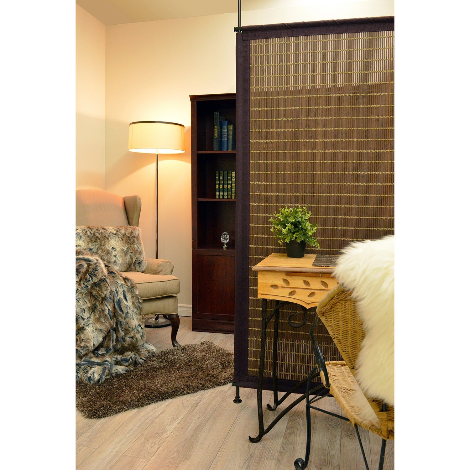 Versailles - Panneau d'intimité en Bambou, 38" x 68", Hauteur ajustable, Brun - Simple Boutique