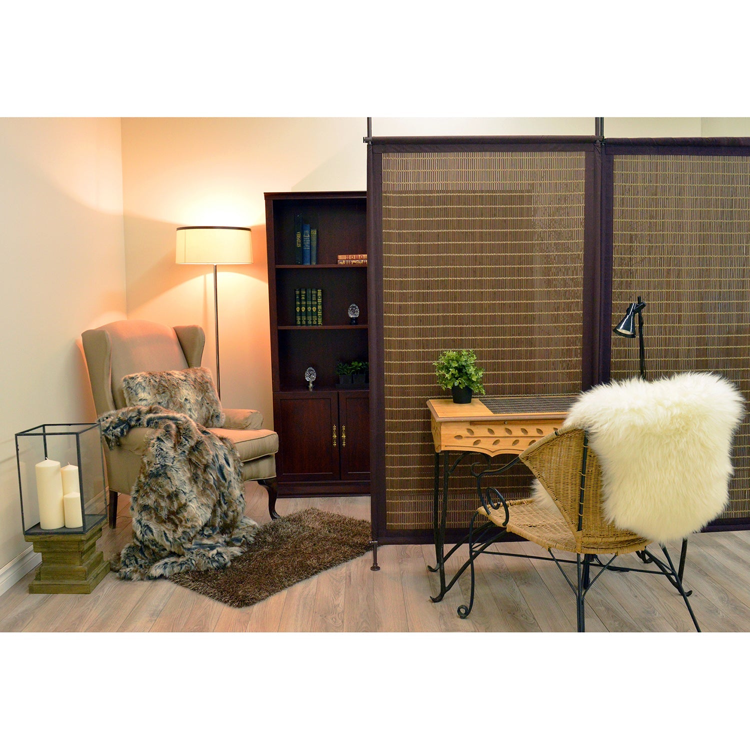 Versailles - Panneau d'intimité en Bambou, 38" x 68", Hauteur ajustable, Brun - Simple Boutique