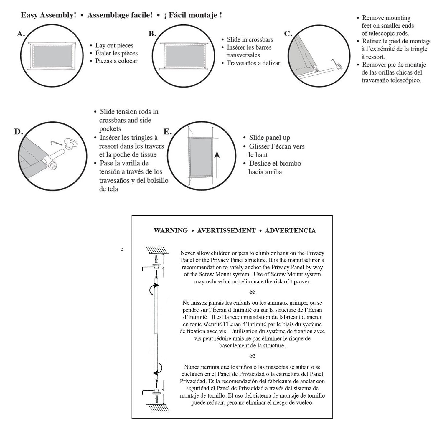 Versailles - Panneau d'intimité en Bambou, 38" x 68", Hauteur ajustable, Brun - Simple Boutique