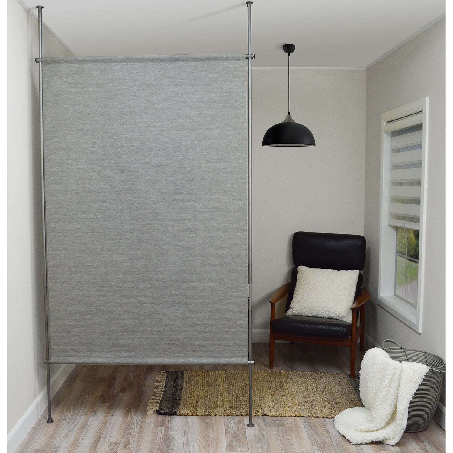 Versailles - Panneau d'intimité en Papier Tissé, 48" x 72", Hauteur ajustable, Gris - Simple Boutique