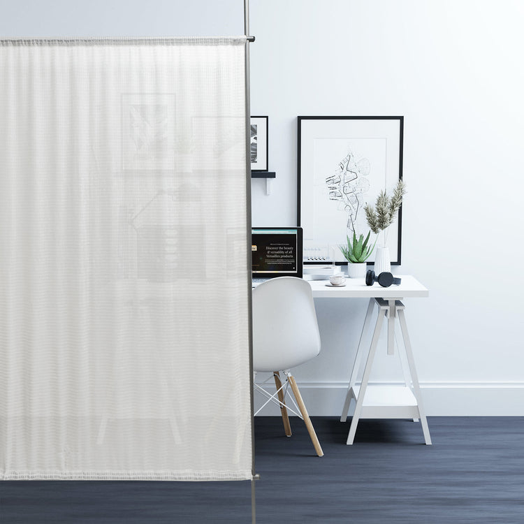 Versailles - Panneau d'intimité en Tissu Gaufré, 42" x 72", Hauteur Ajustable, Blanc - Simple Boutique