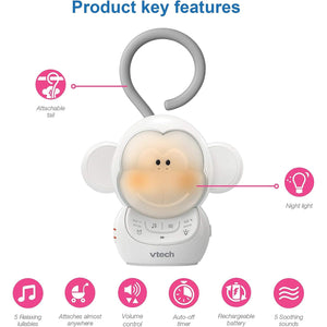 Vtech - Dispositif Sonore Apaisant Portatif pour Bébé Myla le Singe, Berceuse et Veilleuse - Simple Boutique
