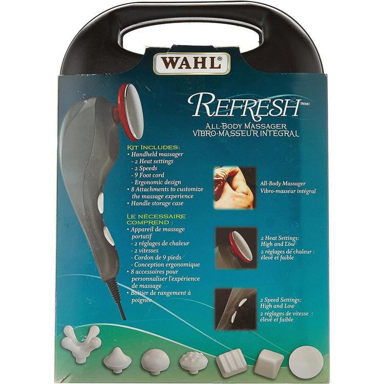 WAHL - Masseur pour le Corp Refresh, 2 Réglages de Chaleur, 2 Vitesses, 8 Acessoires, Noir - Simple Boutique
