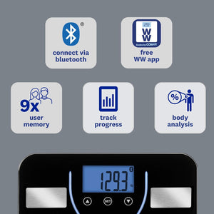 Weight Watcher - Pèse-Personne Numérique avec Analyse Corporelle, Bluetooth, Capacité Maximum de 180kg - Simple Boutique