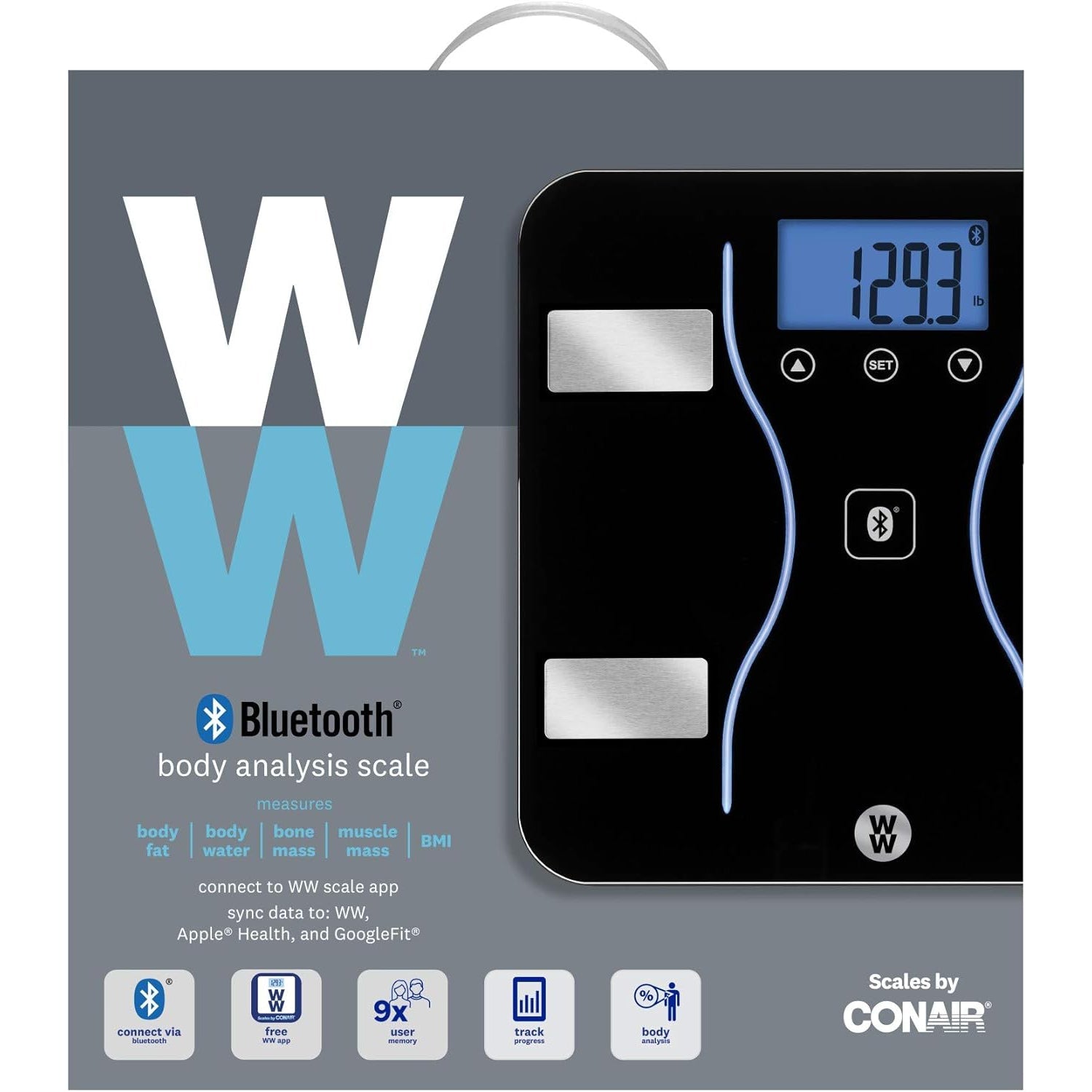 Weight Watcher - Pèse-Personne Numérique avec Analyse Corporelle, Bluetooth, Capacité Maximum de 180kg - Simple Boutique