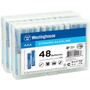 Westinghouse - Ensemble de 96 Batteries Alcalines Dynamo AAA avec Boites de Rangement - Simple Boutique