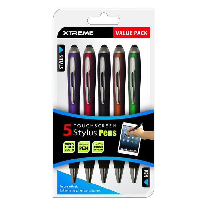 Xtreme Cables Paquet de 5 Stylets et Stylos à Bille – Multicolore - Liquidation Vente Finale - Simple Boutique
