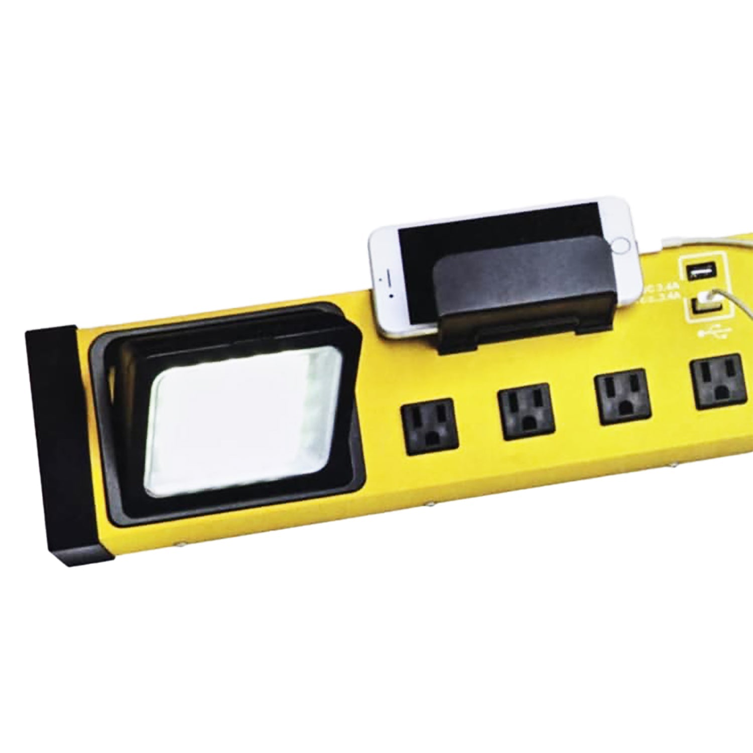 Xtricity - Barre D'alimention Robuste à 8 Prises Avec Éclairages DEL et Support Pour Téléphone, Jaune - Simple Boutique