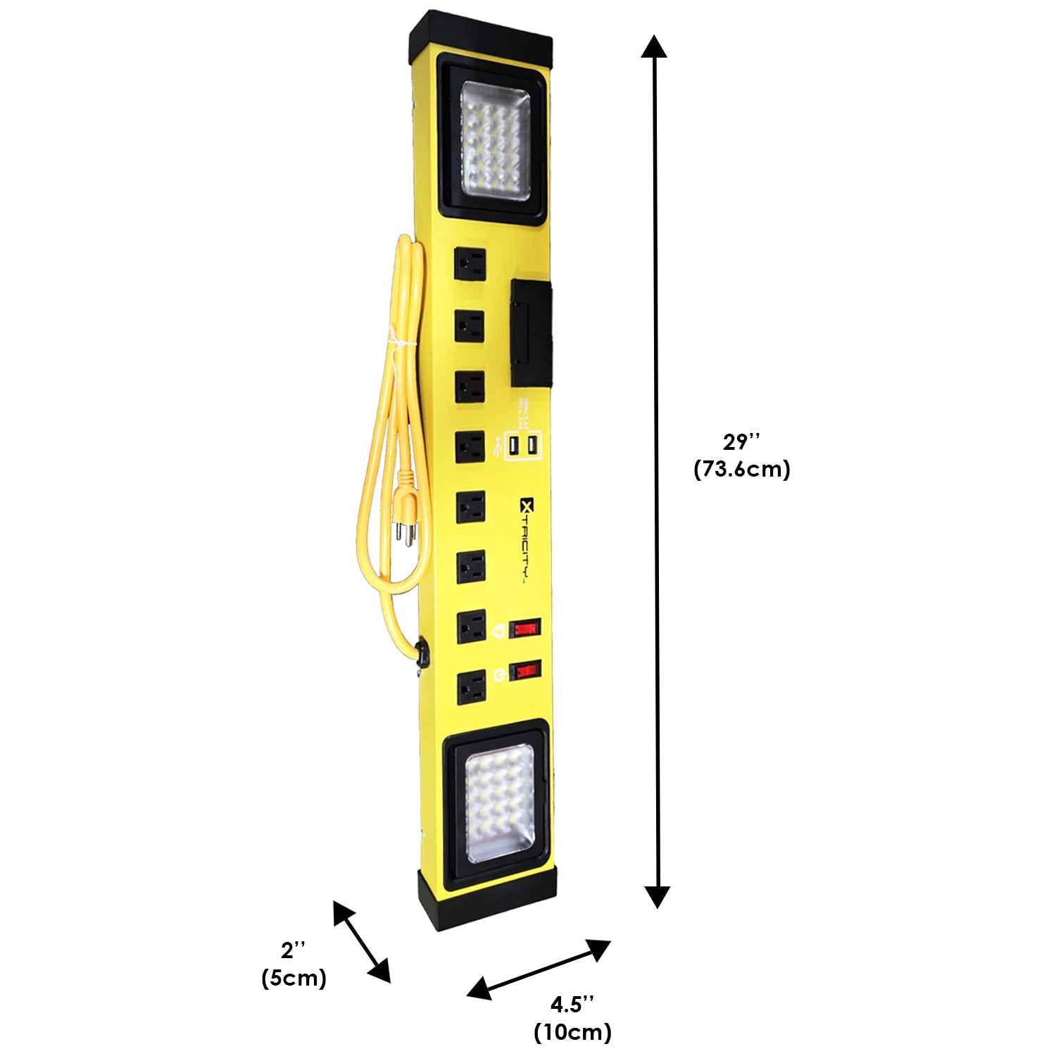 Xtricity - Barre D'alimention Robuste à 8 Prises Avec Éclairages DEL et Support Pour Téléphone, Jaune - Simple Boutique