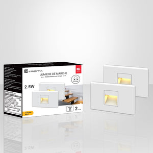 Xtricity - Ensemble de 2 Lumières de Sécurité pour Escalier DEL, 2.5W, 25 Lumens, 3000K Blanc Doux, Blanc - Simple Boutique