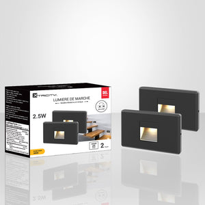Xtricity - Ensemble de 2 Lumières de Sécurité pour Escalier DEL, 2.5W, 25 Lumens, 3000K Blanc Doux, Noir - Simple Boutique