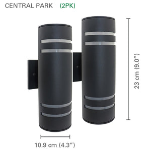 Xtricity - Ensemble de 2 Luminaire Mural Extérieur, Hauteur de 12.99'', De la Collection Central Park, Aluminium Noir - Simple Boutique