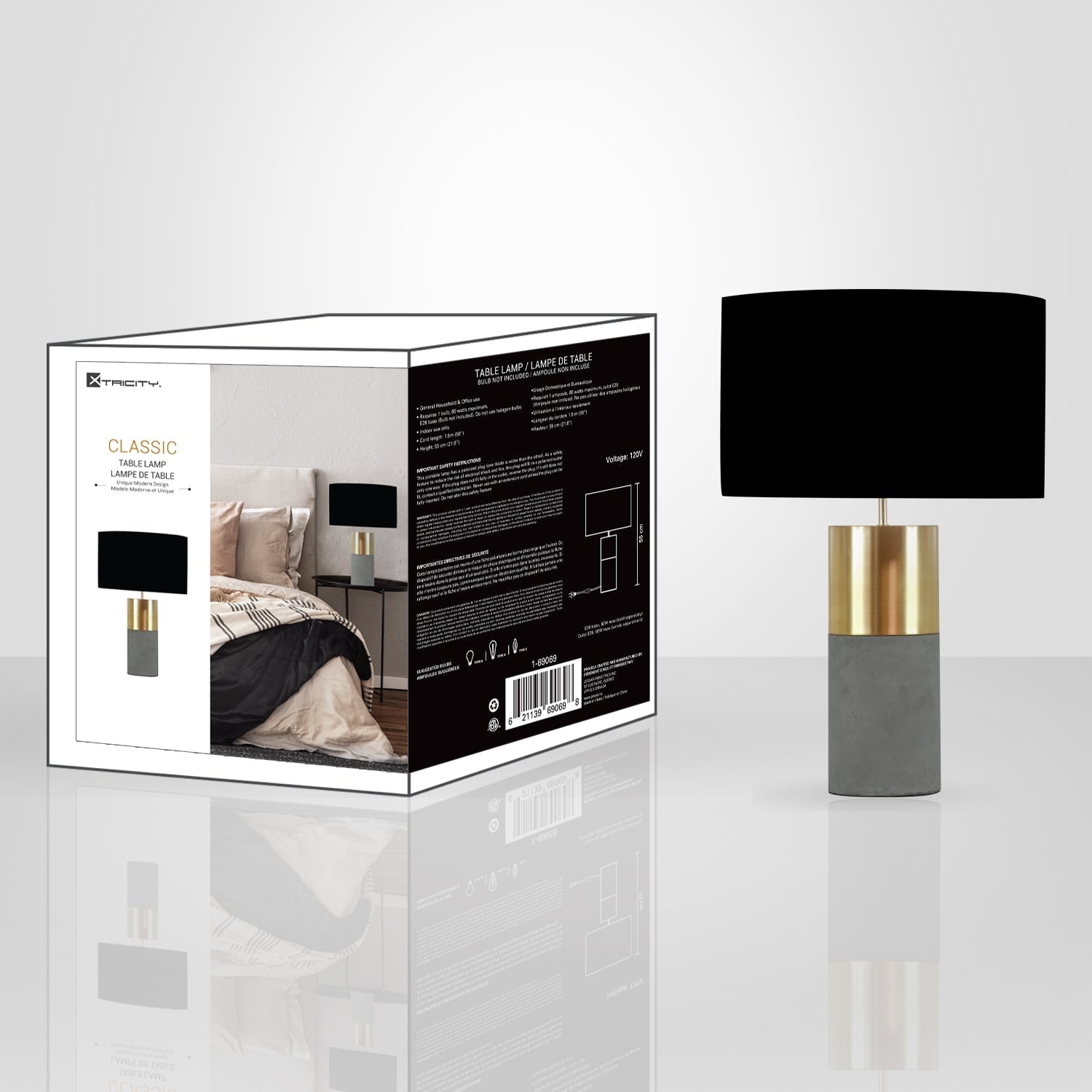 Xtricity - Lampe de Table, Hauteur de 21.6'', De la Collection Classic, Noir - Simple Boutique